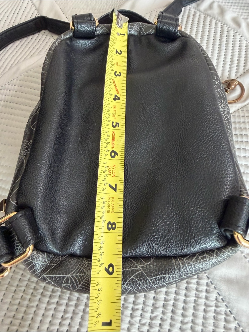 Betsey Johnson-Gray Dracula Cat Face & Spider Web print Mini backpack - Picture 9 of 11